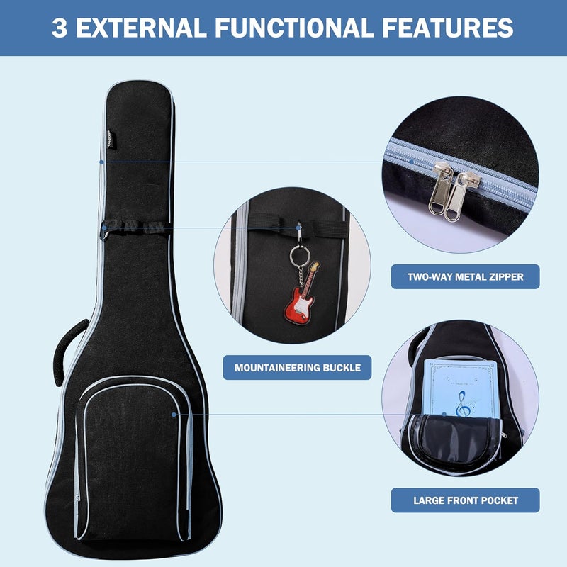 PPOPPO 39/40 Inch Electric Guitar Gig Bag & Soft Case with Neck Strap,7mm Thick Padding+Waterproof Nylon Exterior,Backpack Style Guitar Bag with Dual Adjustable Shoulder Straps&Padded Side Handle,Grey - Image 5